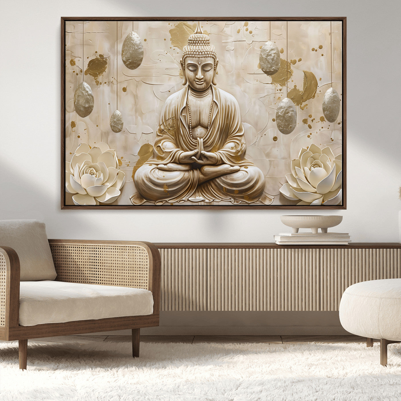 MGV-FC-36X24 - Serene Buddha Wall Art | Yoga Room Decor and Meditation Wall Art Print | Framed and Ready to Hang