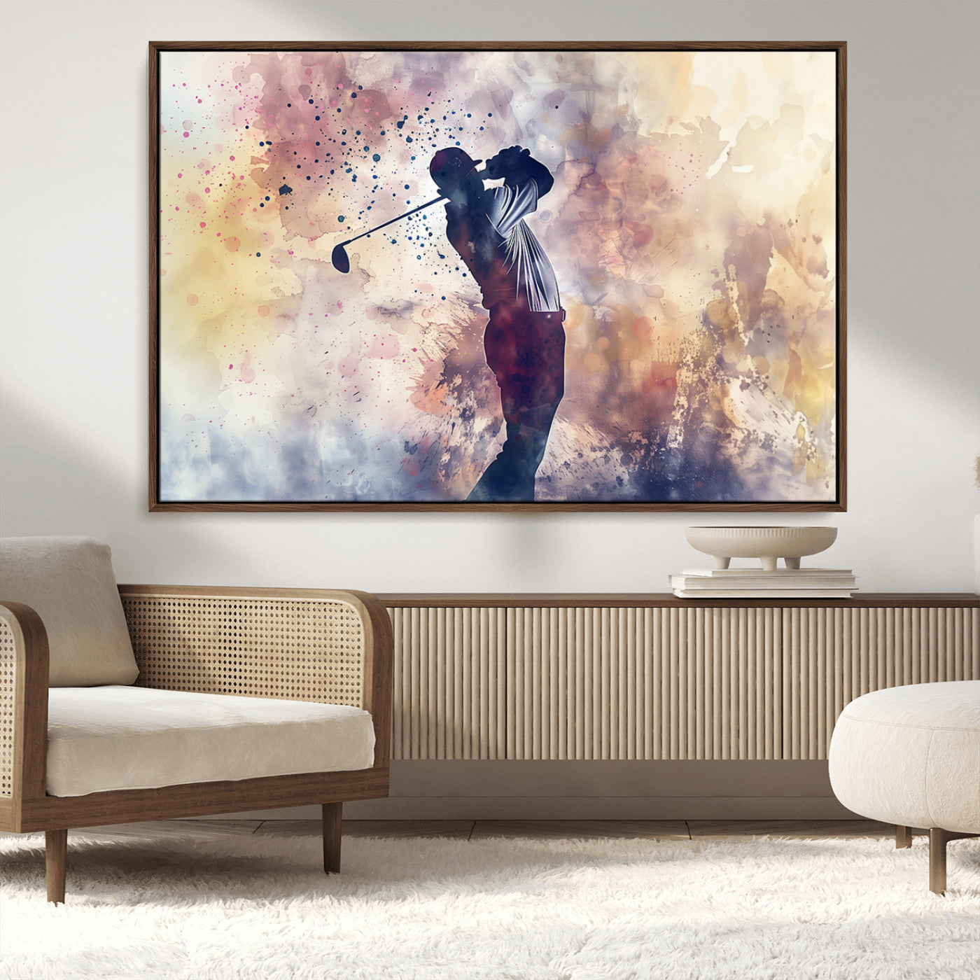 MGV-FC-36X24 - Abstract Watercolor Golf Player Wall Art Canvas Print