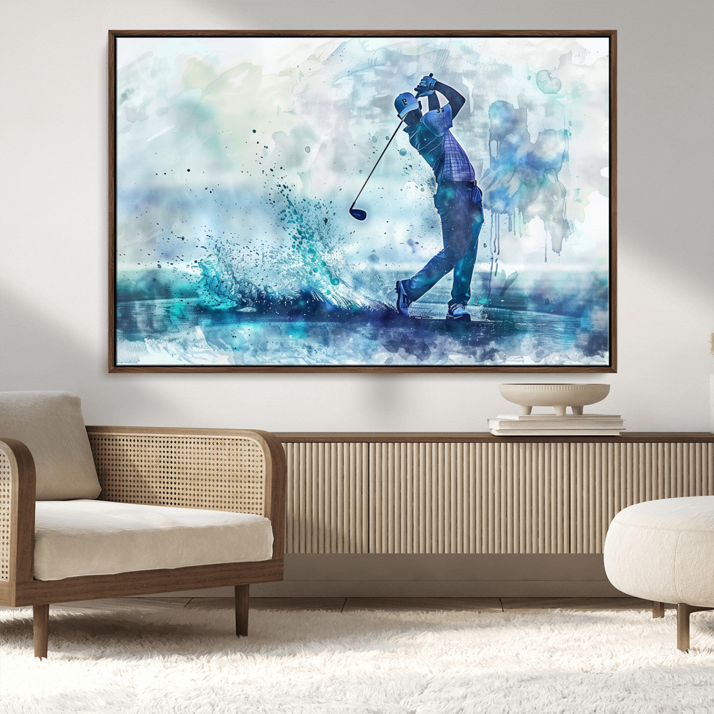 MGV-FC-36X24 - Golf Swing Wall Art Canvas Print - Sports-Inspired Watercolor Decor - Ready to Hang