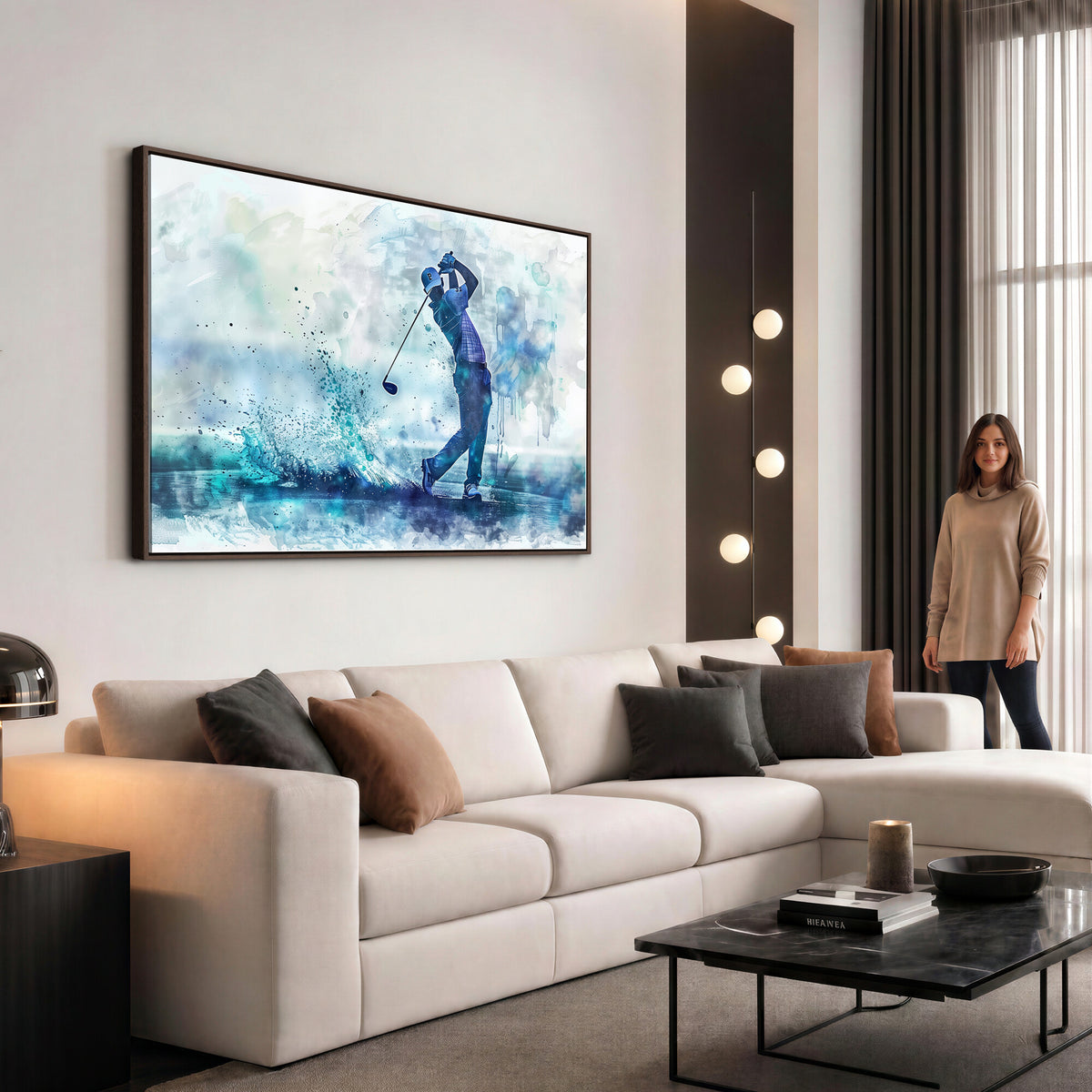 45328-MGV-CV-36X24 - Watercolor Abstract Golf Swing Wall Art Canvas Print
