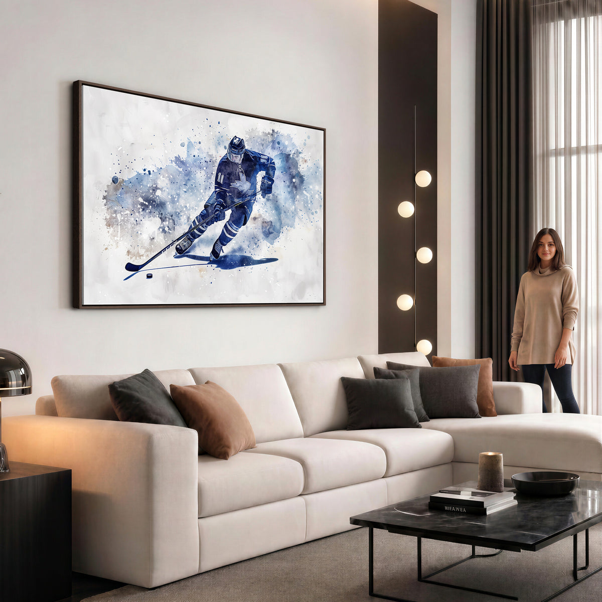 39795-MGV-CV-36X24 - Hockey Player Wall Art Canvas Print