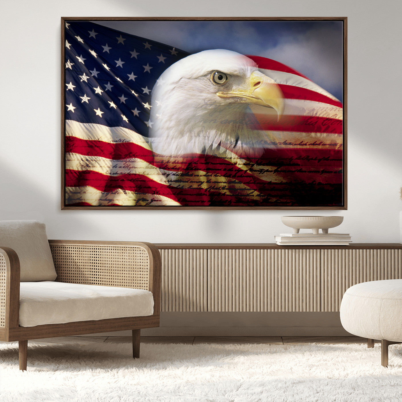 MGV-FC-36X24 - American Flag Eagle Symbol Wall Art, American Flag Eagle Wall Art Canvas Print