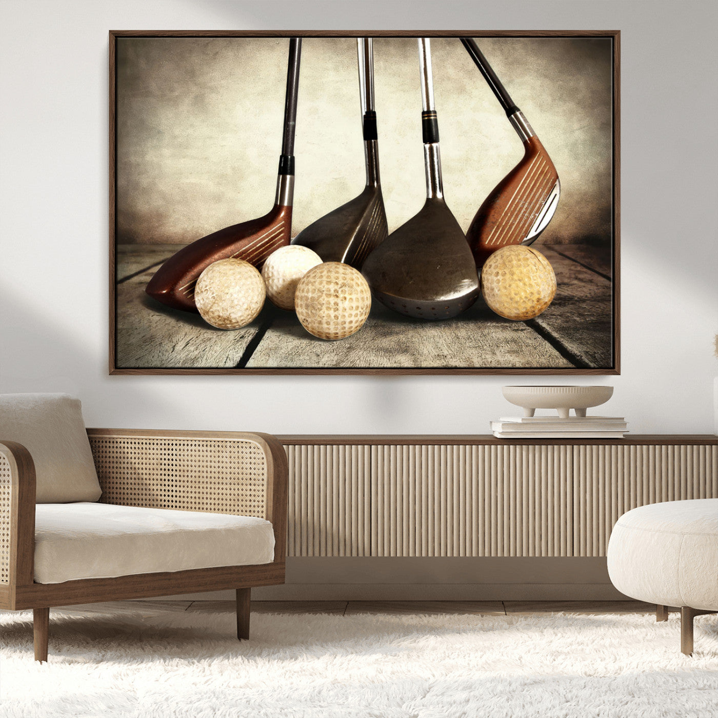 MGV-FC-36X24 - Vintage Golf Ball Art | Golf Decor for Man Cave or Office | Ready to Hang and Framed