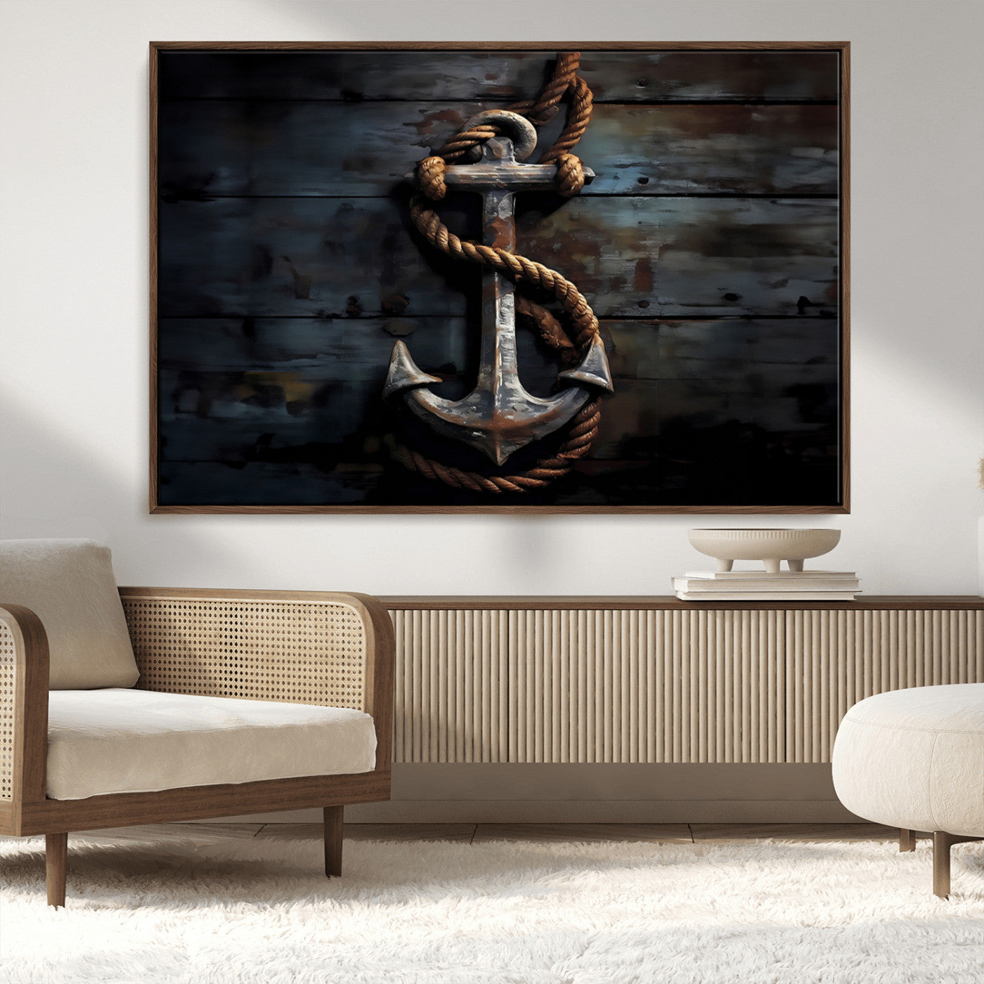 MGV-FC-36X24 - 3 Panel Grunge Abstract Anchor Wall Art Canvas Print Set