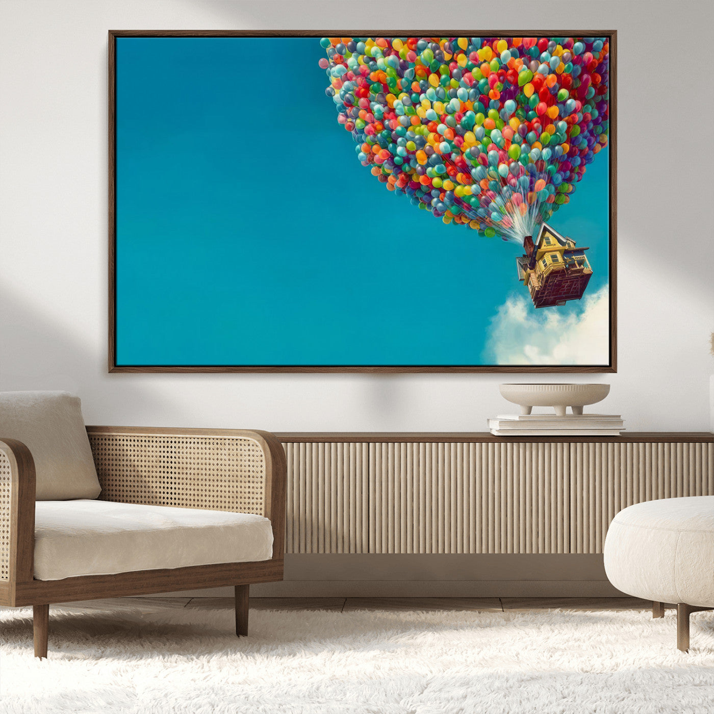 MGV-FC-36X24 - Carl Fredricksen, Up Movie Wall Art, Colorful Balloon House Art | Whimsical Wall Decor for Living