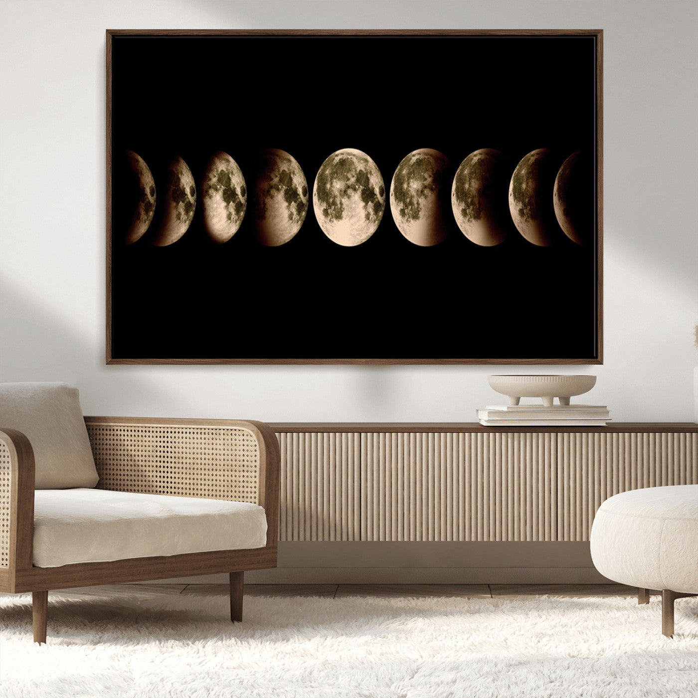 MGV-FC-36X24 - Phases of the Moon Wall Art | Canvas Print for Modern Wall Decor | Ready to Hang and Framed