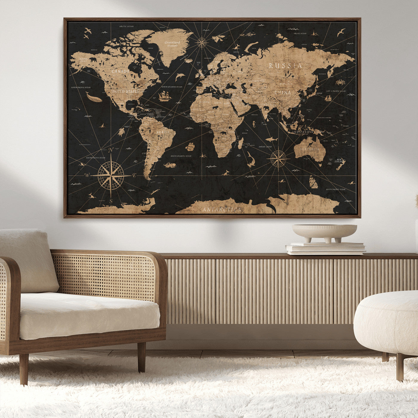61023-MGV-CV-36X24-World Map Canvas Print – Framed Wall Art for Home Decor