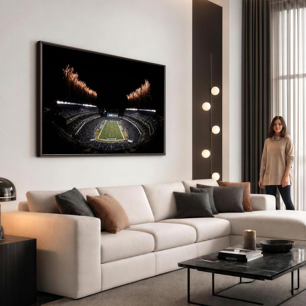 89680-MGV-CV-36X24 - Eagles Field Stadium Wall Art, Philadelphia Eagles Football, Framed and Ready to Hang
