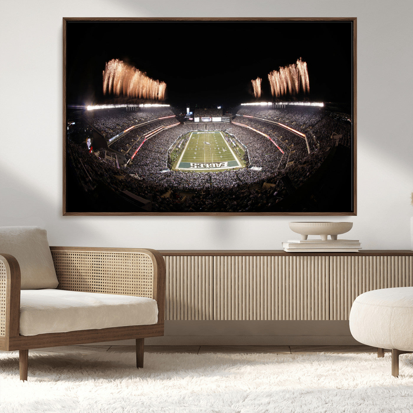 48893-MGV-CV-36X24-Eagles Field Stadium Wall Art - Lincoln Financial Field Fireworks Game Triple Canvas Wall Art -