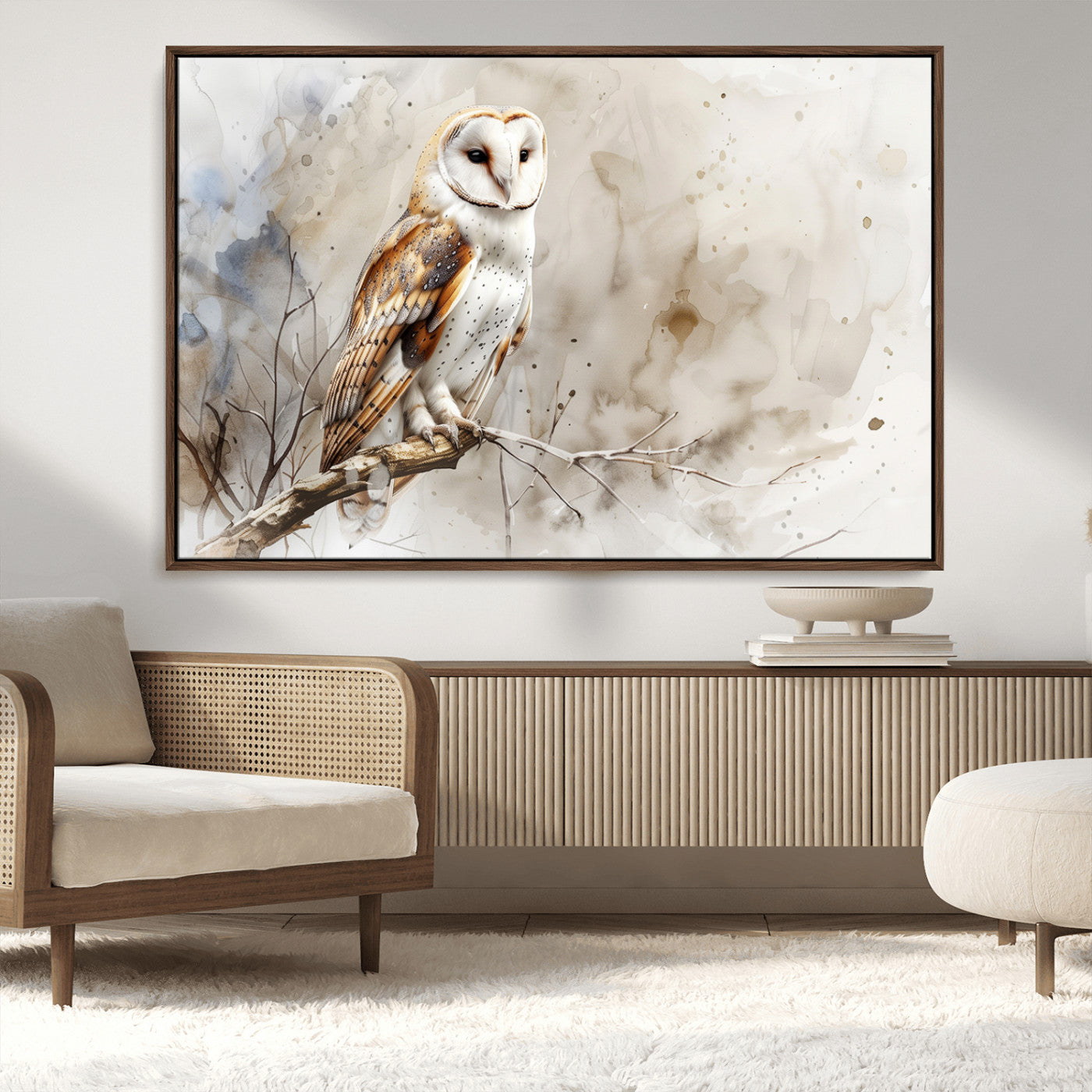 MGV-FC-36X24 - Barn Owl Wall Art | Watercolor Canvas Print | Perfect for Farmhouse Wall Decor | Ready to Hang
