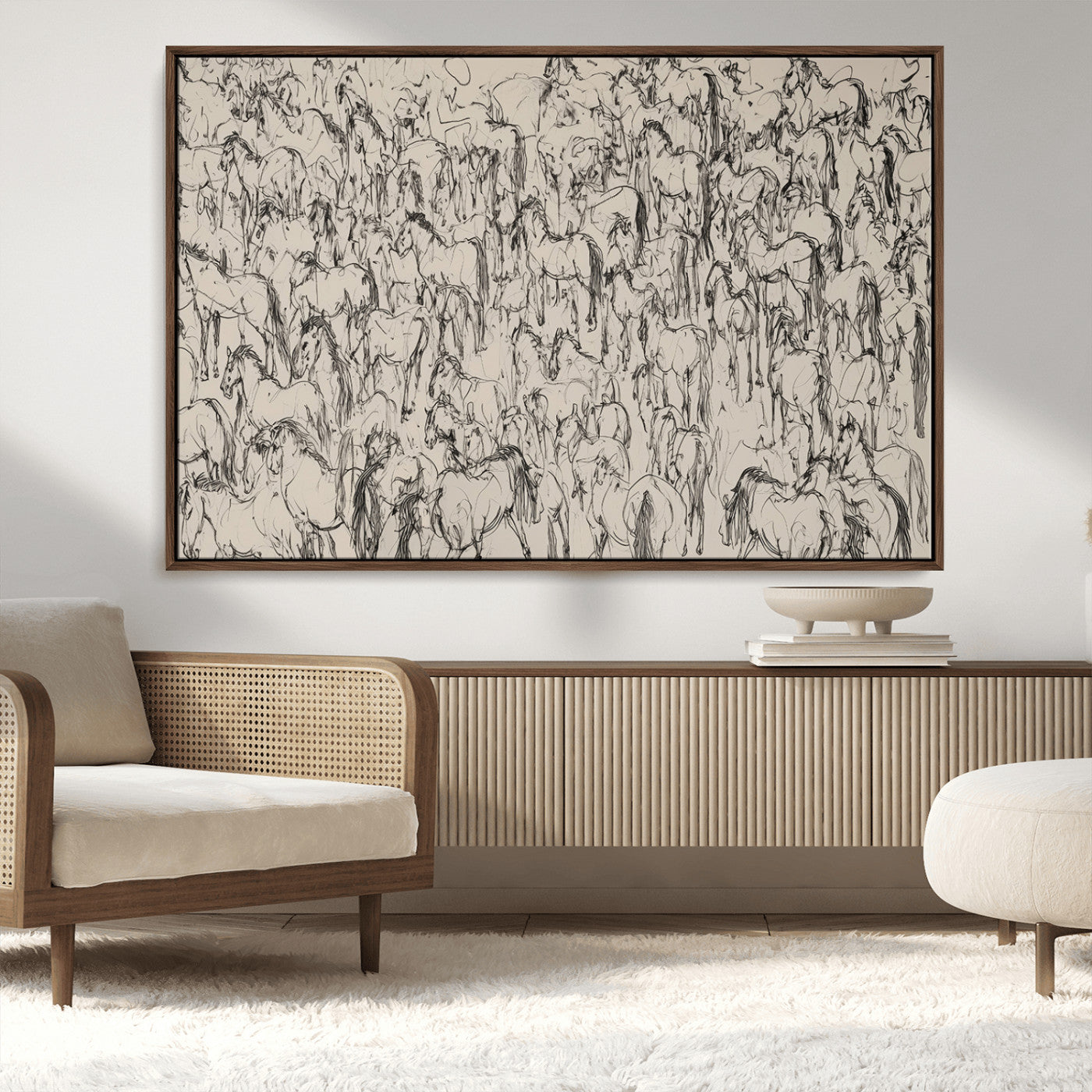 MGV-FC-36X24 - Abstract Horse Sketch Wall Art | Ready to Hang and Framed | Farmhouse Wall Decor for Living Room or