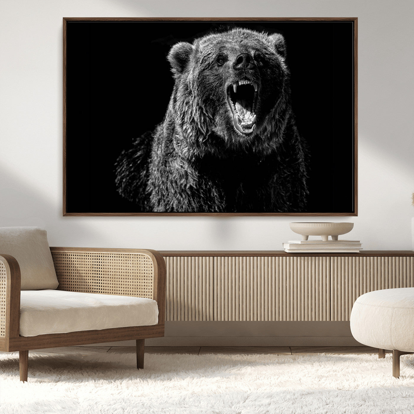 MGV-FC-36X24 - Bear Canvas Print | Wildlife Wall Art for Cabin Decor | Ready to Hang Framed