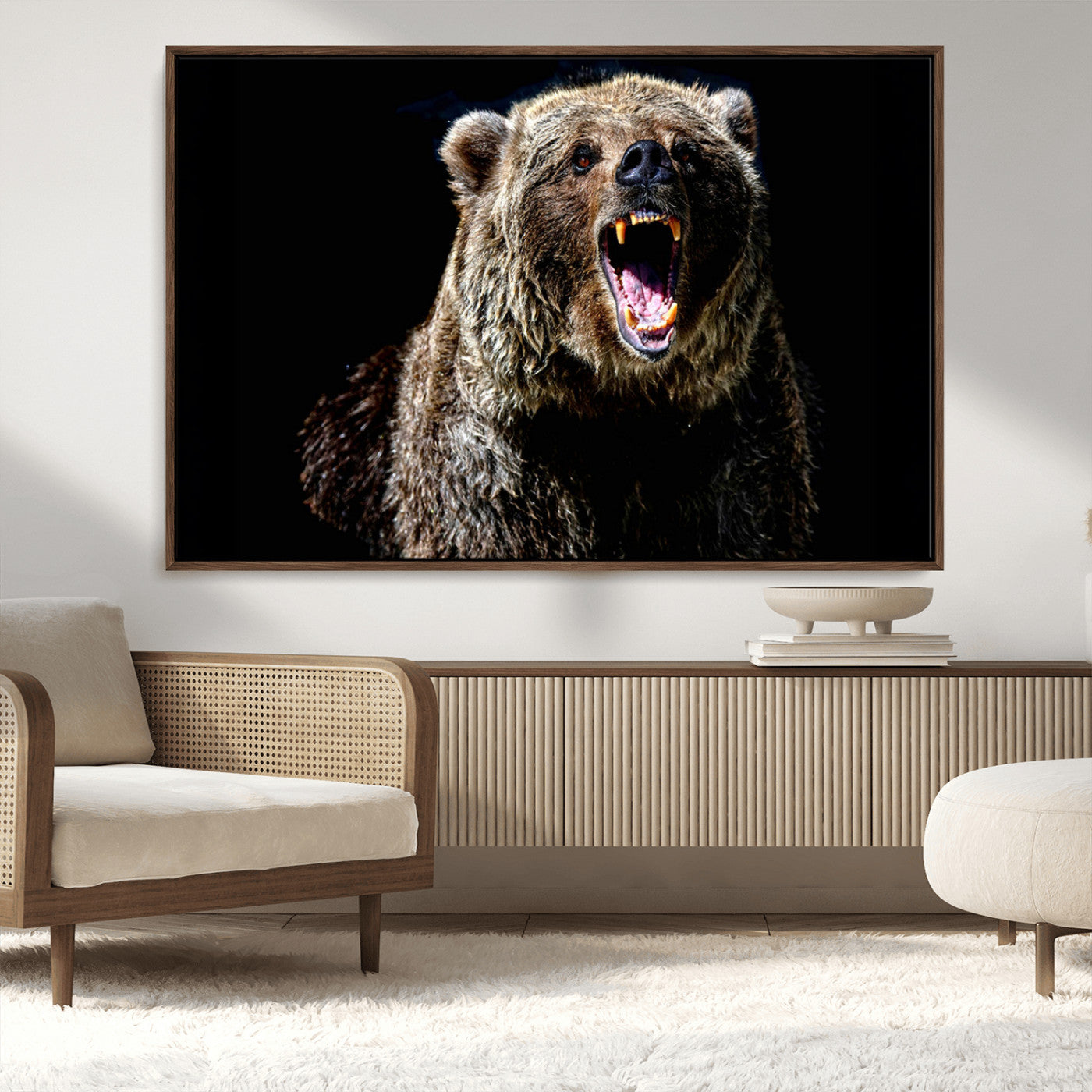 MGV-FC-36X24 - Grizzly Bear Canvas Print | Wildlife Wall Art for Cabin Decor | Ready to Hang Framed