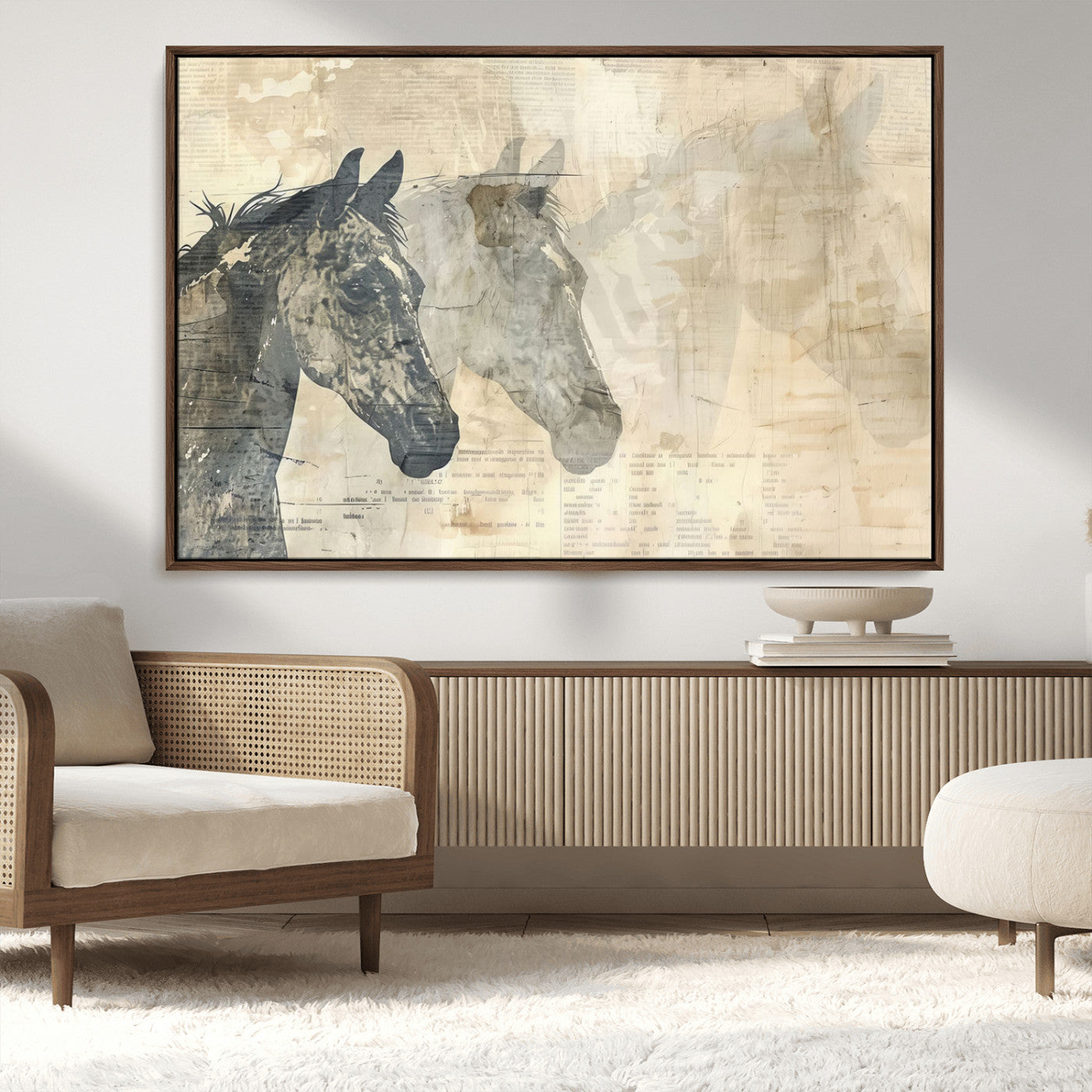 MGV-FC-36X24 - Abstract Horse Canvas Print | Modern Farmhouse Wall Art | Ready to Hang Framed