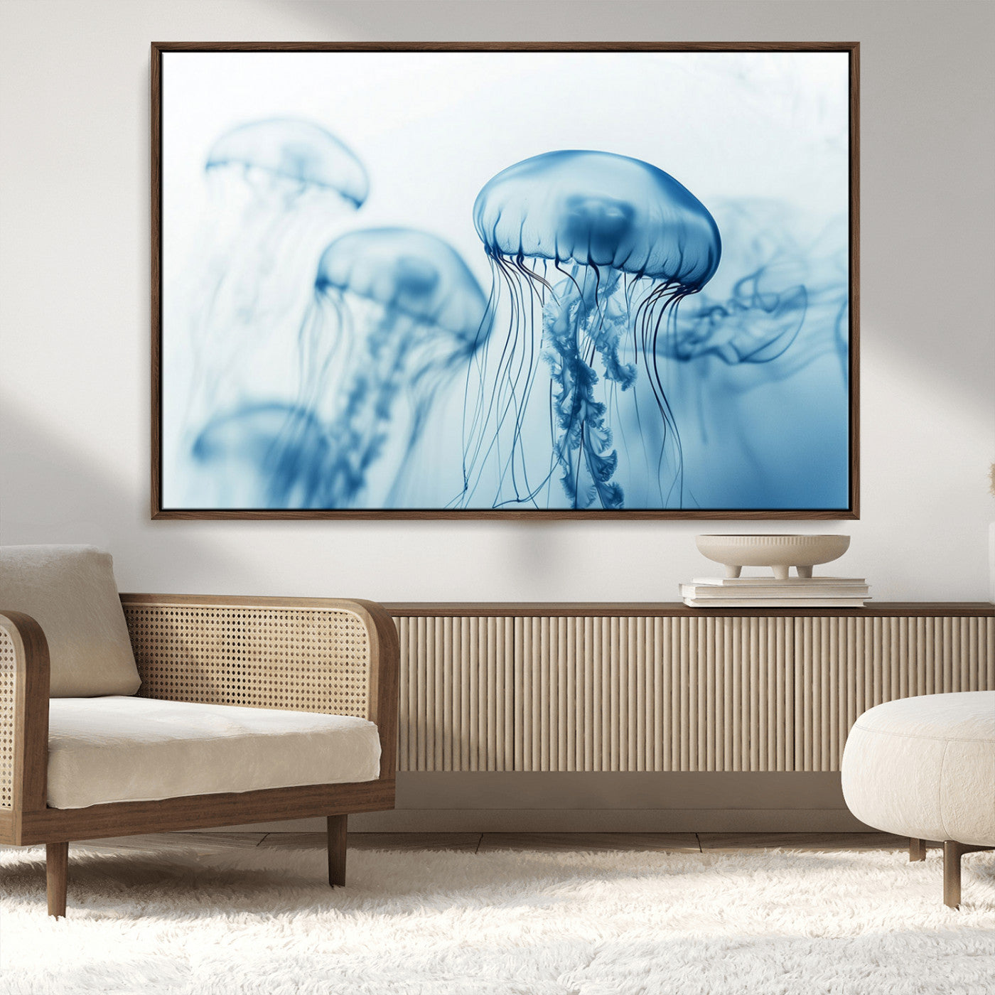 MGV-FC-36X24 - Blue Jellyfish Wall Art Canvas Print