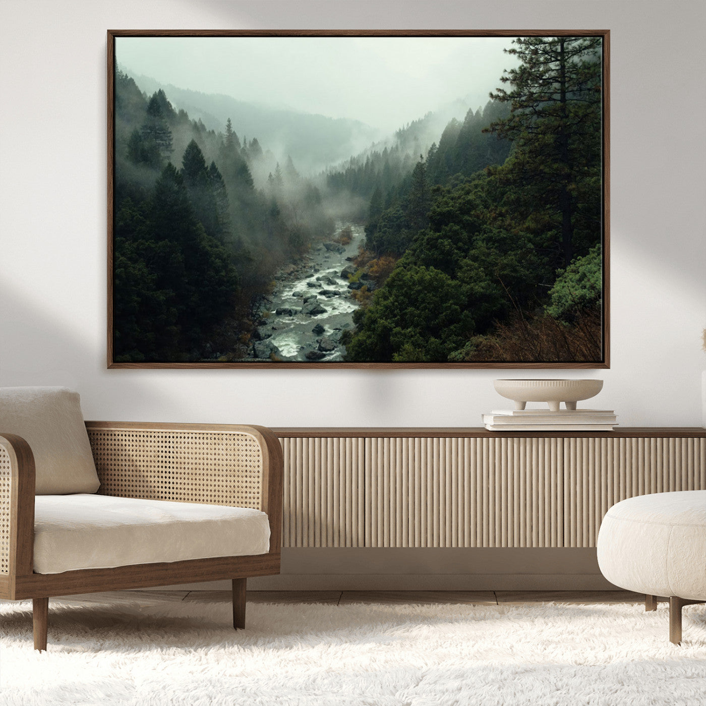 MGV-FC-36X24 - Misty Forest Wall Art | Ready to Hang and Framed | Tranquil Nature Landscape for Living Room or