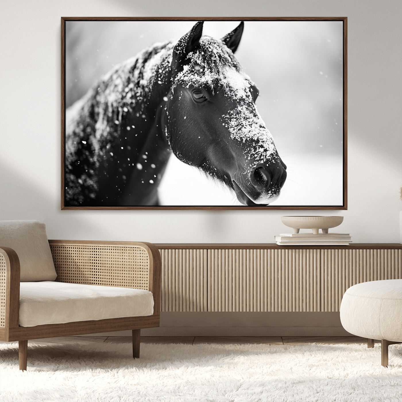 MGV-FC-36X24 - Horse Canvas Print - Winter Horse Snow Wall Art Canvas Print