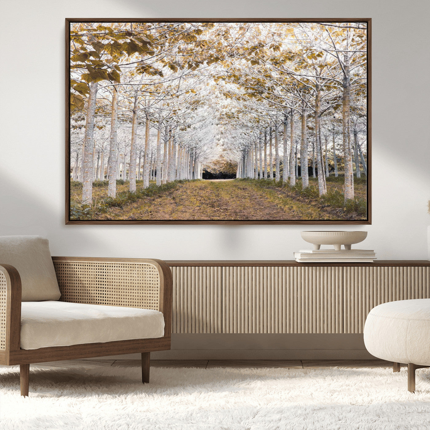 MGV-FC-36X24 - Forest Grove Wall Art | Serene Pathway Canvas Print | Ready to Hang and Framed Nature Wall Decor for