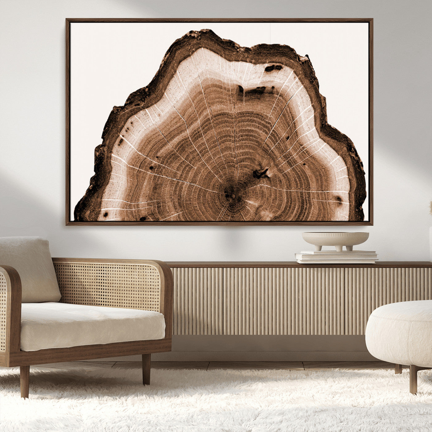 45195-MGV-CV-36X24-Rustic Wood Rings Wall Art | Nature-Inspired Tree Ring Canvas Print | Ready to Hang and Framed for