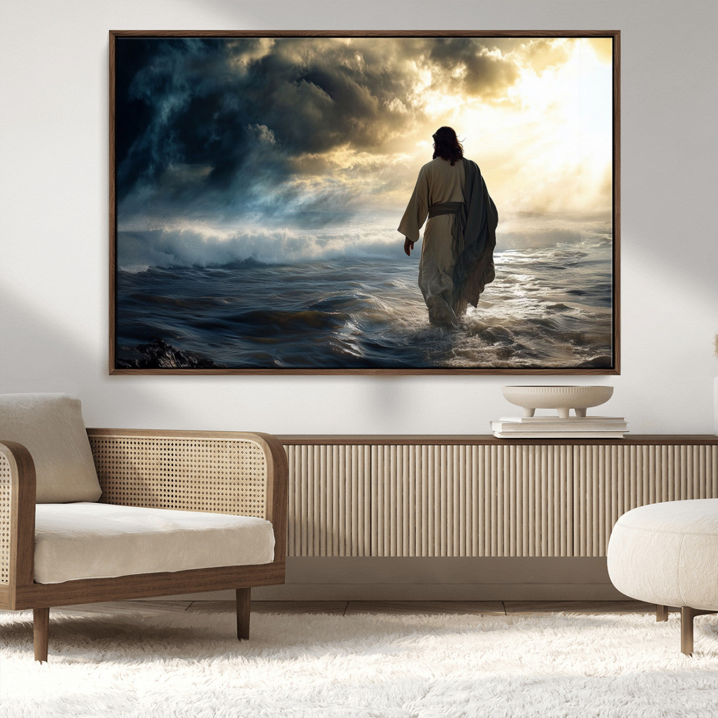 MGV-FC-36X24 - Jesus Walking on Water Wall Art | Canvas Print | Ready to Hang | Christian Home Decor | Spiritual