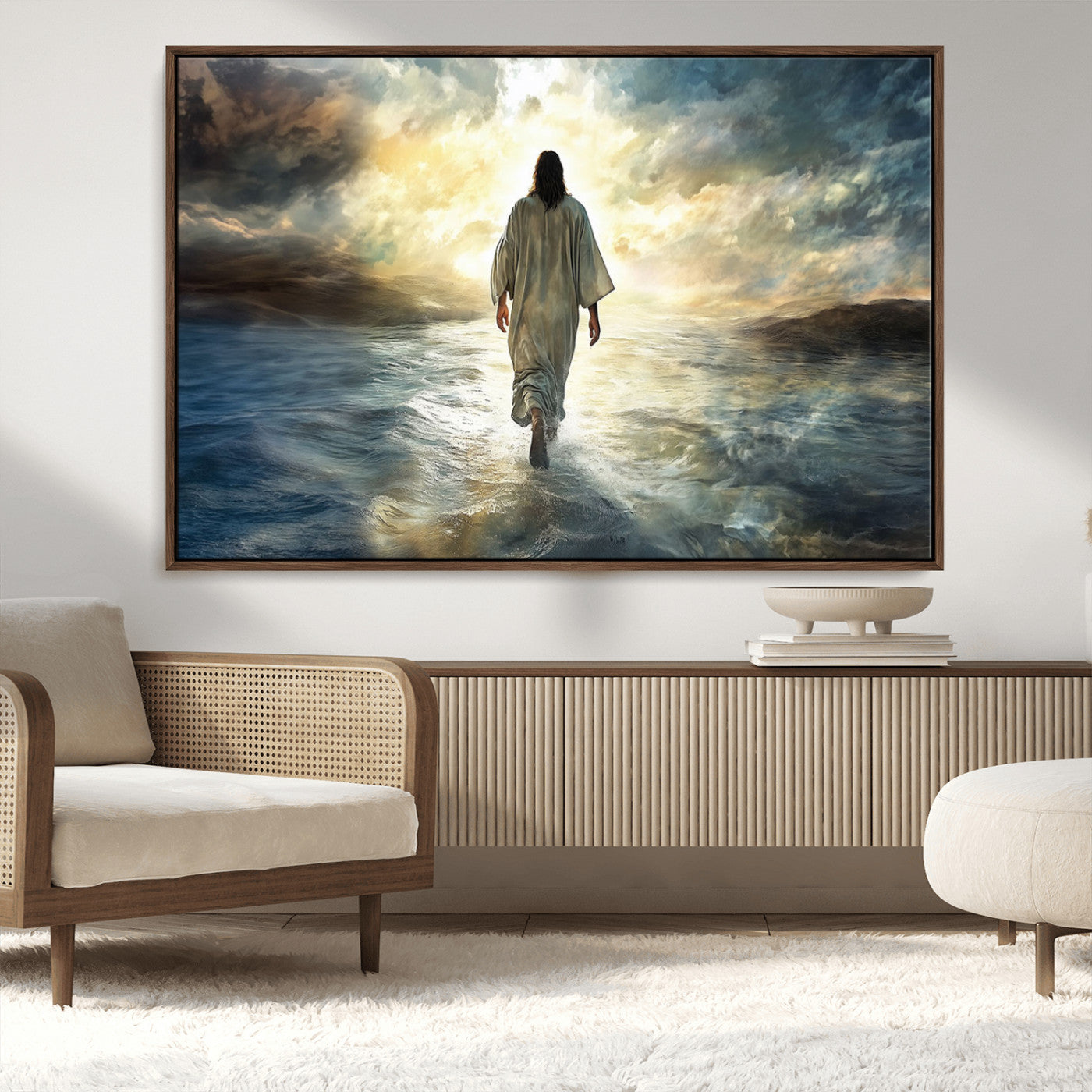 MGV-FC-36X24 - Jesus Walking on Water Wall Art | Canvas Print | Ready to Hang | Christian Home Decor | Spiritual