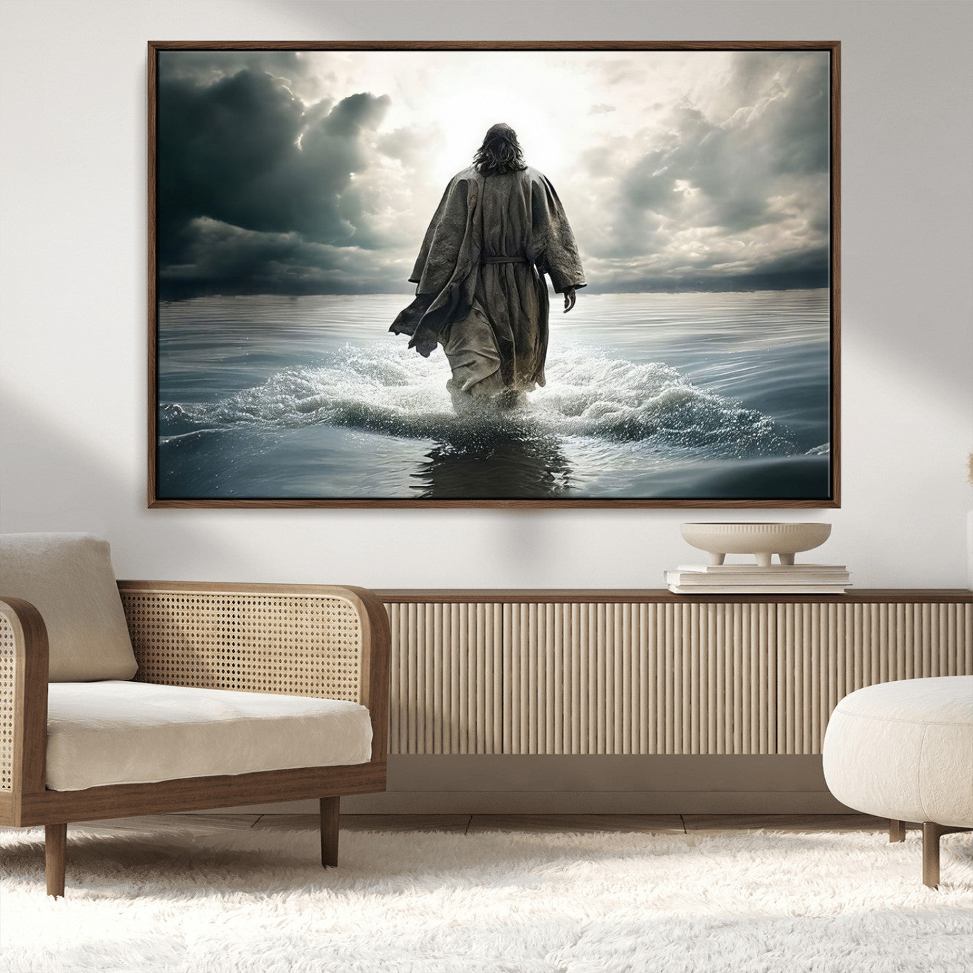 MGV-FC-36X24 - Jesus Walking on Water Wall Art | Canvas Print | Ready to Hang | Christian Home Decor | Spiritual