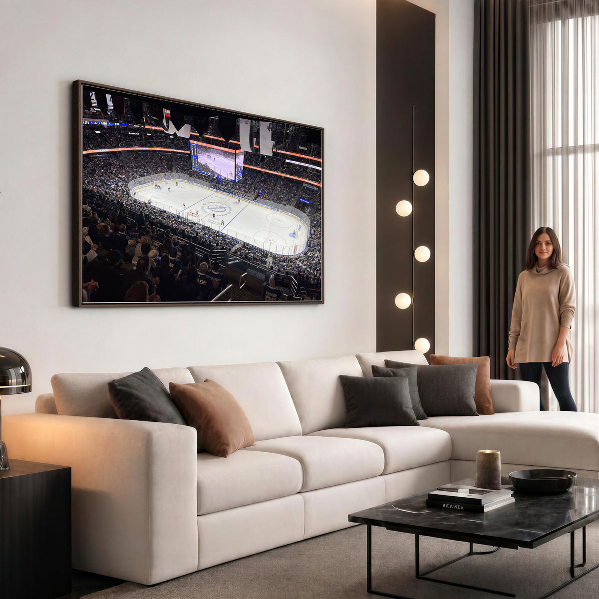 51641-MGV-CV-36X24 - Amalie Arena Florida Wall Art Canvas Print, NHL Hockey, Framed and Ready to Hang