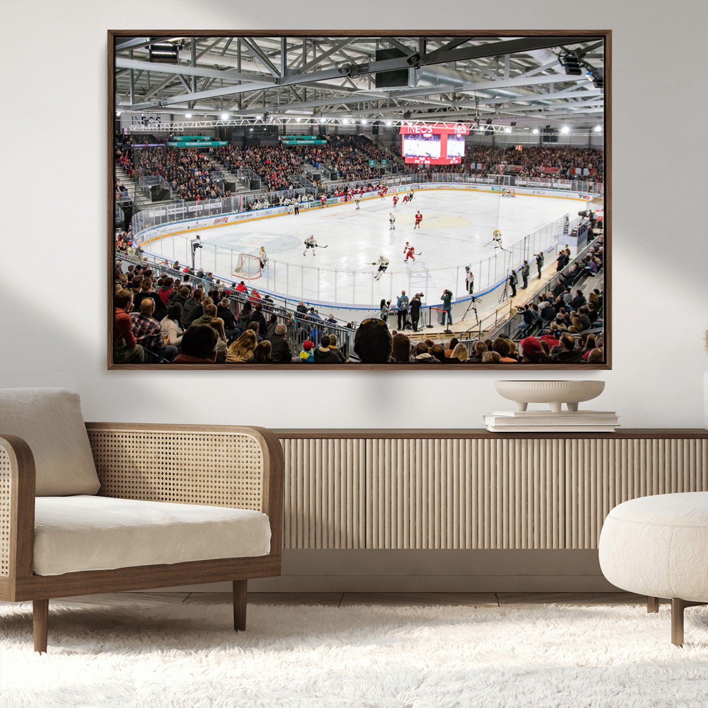 MGV-FC-36X24 - Lausanne Arena Ice Hockey Stadium Wall Art Canvas Print, Framed Lausanne Arena Ice Hockey Canvas