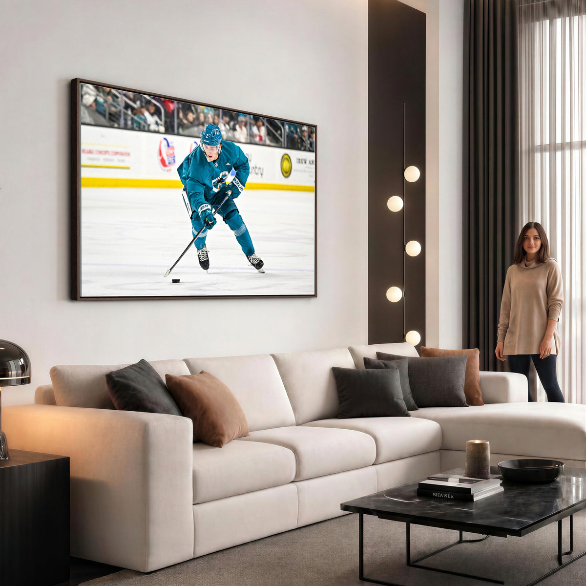 69179-MGV-CV-36X24 - San Jose Sharks Ice Hockey Player Wall Art Canvas Print