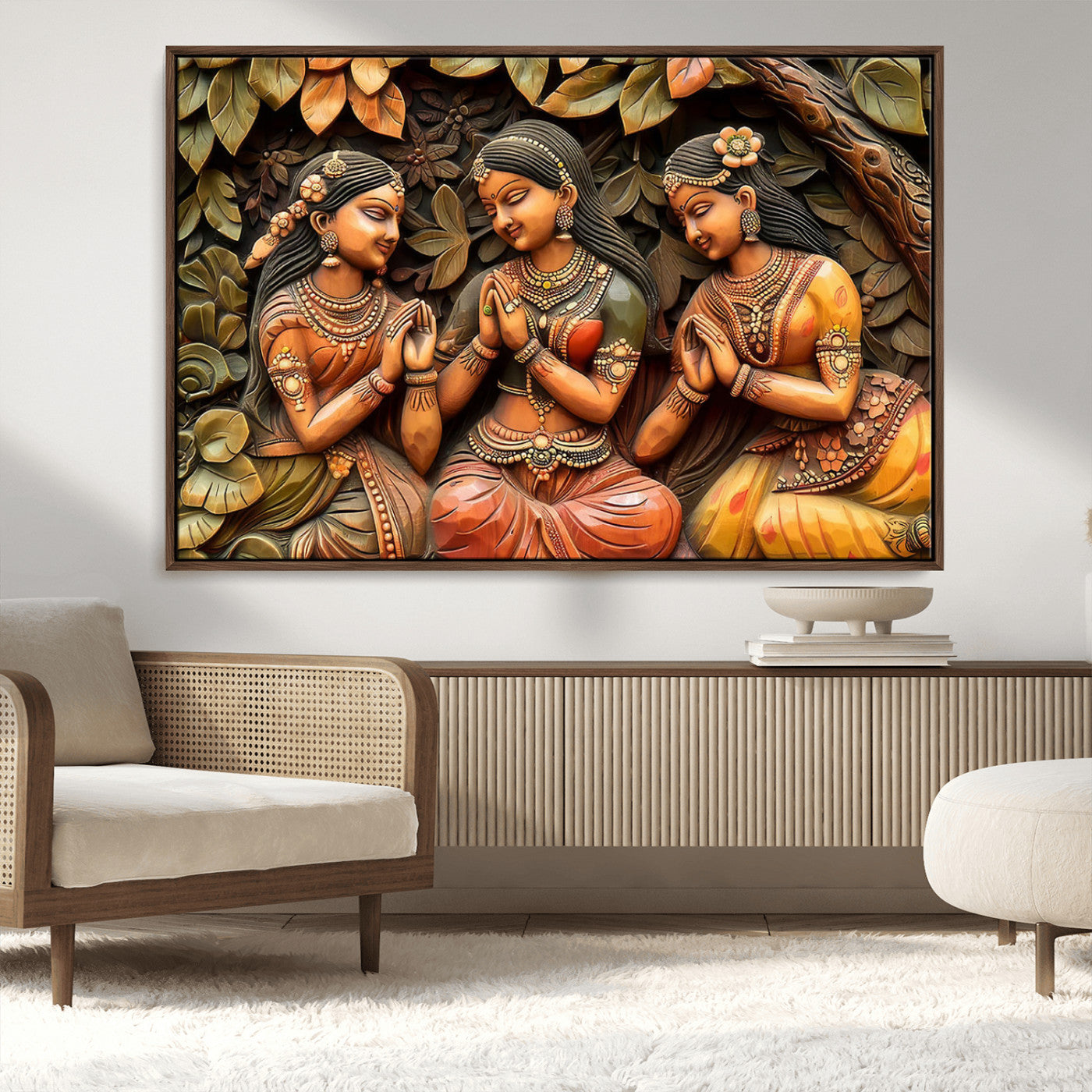 MGV-FC-36X24 - Indian Woman Statue Wall Art Canvas Print
