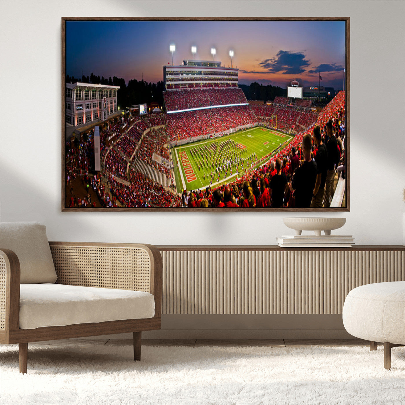 MGV-FC-36X24 - NC State Wolfpack Football Team Print - Raleigh Carter-Finley Stadium Wall Art Canvas Print