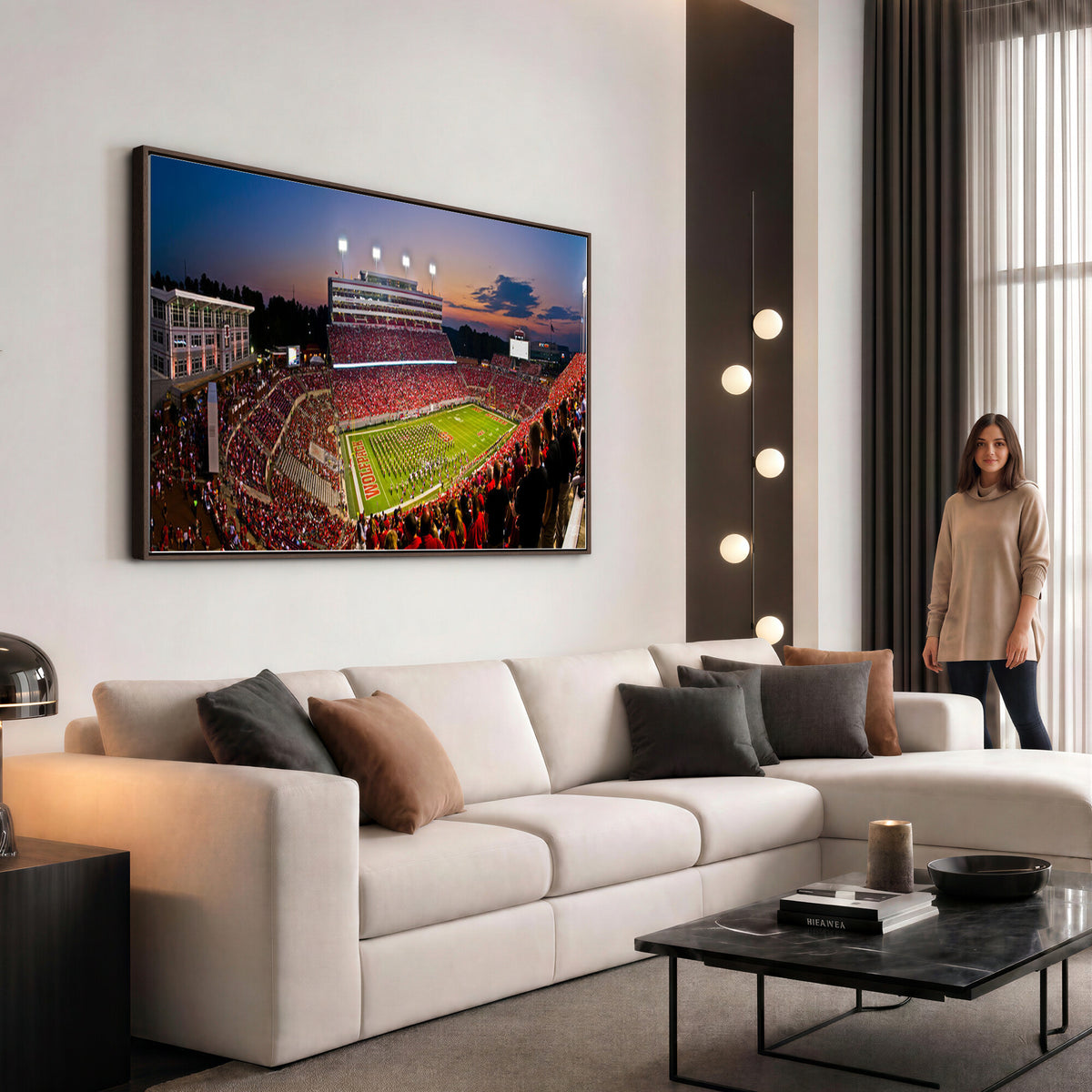 87655-MGV-CV-36X24 - NC State Wolfpack Football Team Print - Raleigh Carter-Finley Stadium Wall Art Canvas Print