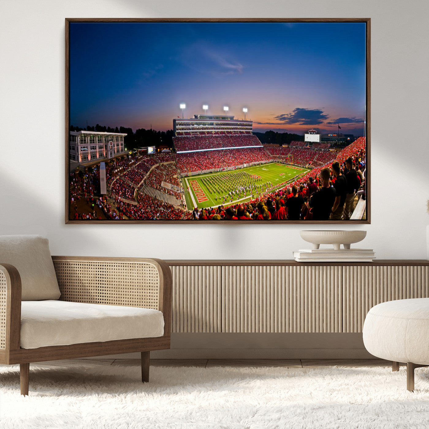 MGV-FC-36X24 - NC State Wolfpack Football Team Print - Raleigh Carter-Finley Stadium Wall Art Canvas Print