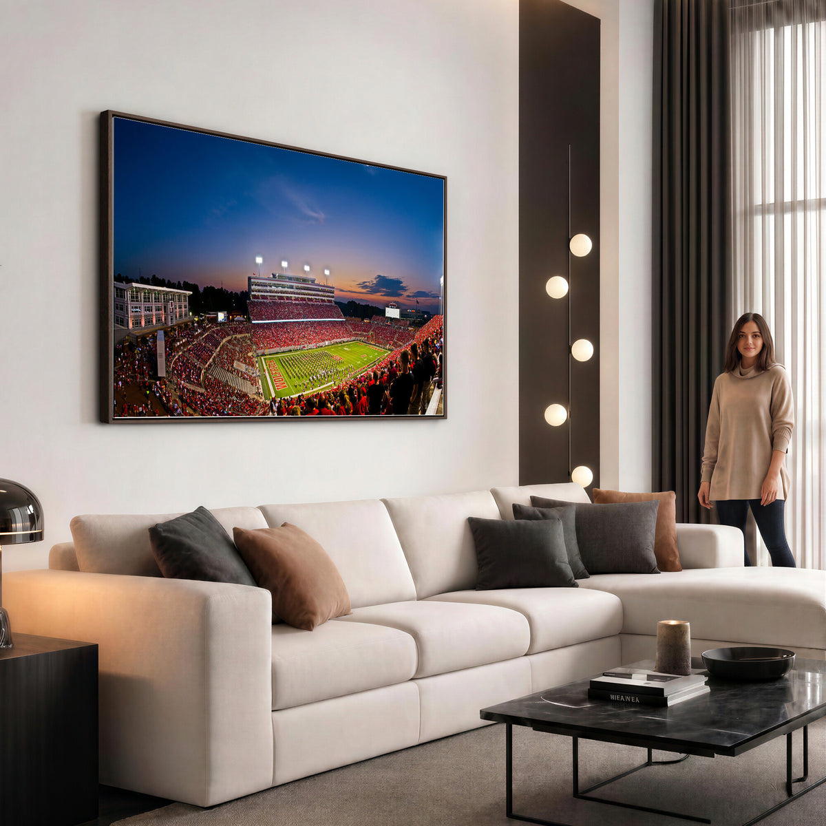 33313-MGV-CV-36X24 - NC State Wolfpack Football Team Print - Raleigh Carter-Finley Stadium Wall Art Canvas Print