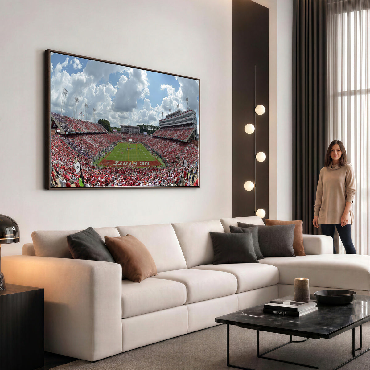 30640-MGV-CV-36X24 - NC State Wolfpack Football Team Print Canvas- Raleigh Carter-Finley Stadium Wall Art Canvas Print
