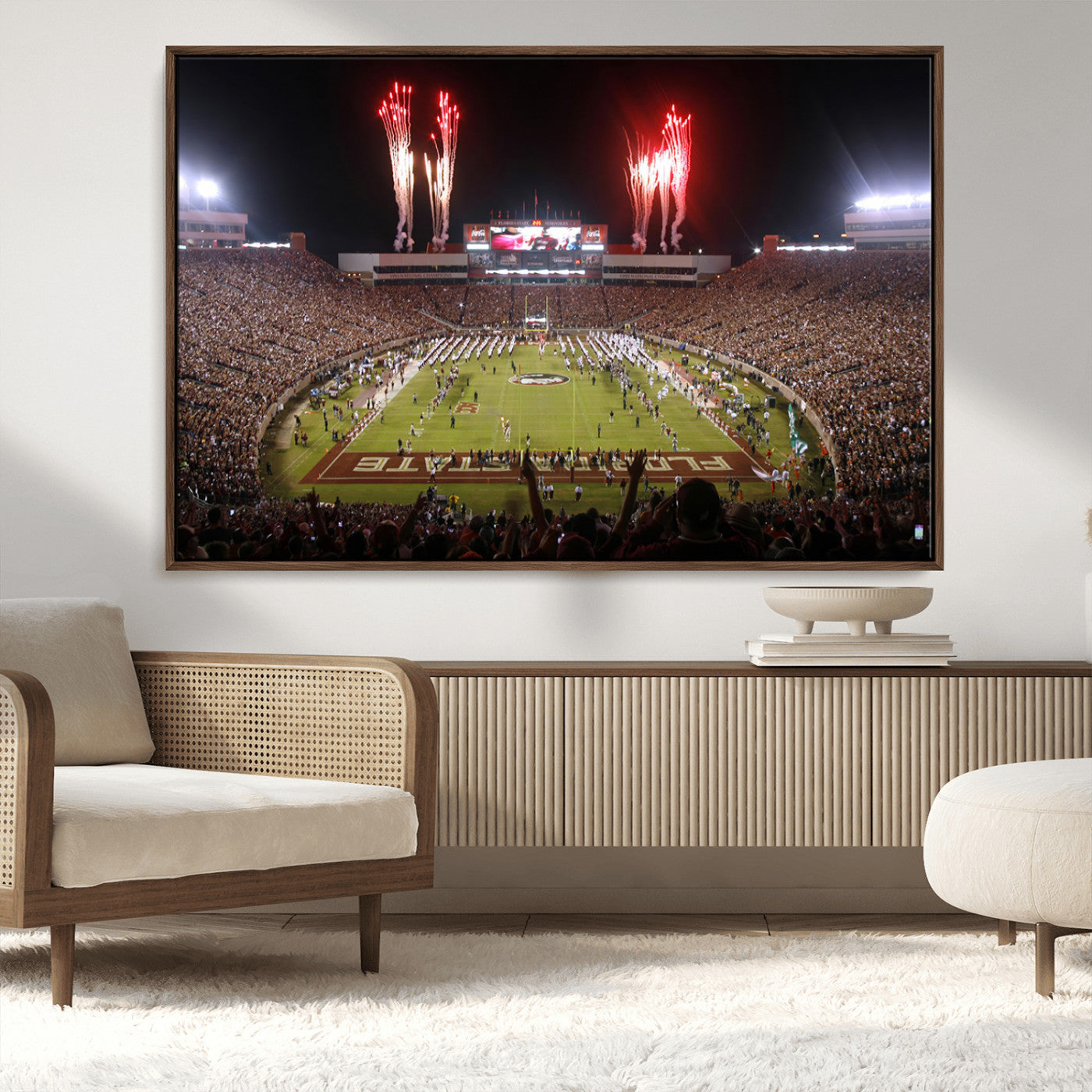 MGV-FC-36X24 - Framed Florida State Seminoles Football Team Print - Tallahassee Doak Campbell Stadium Wall Art