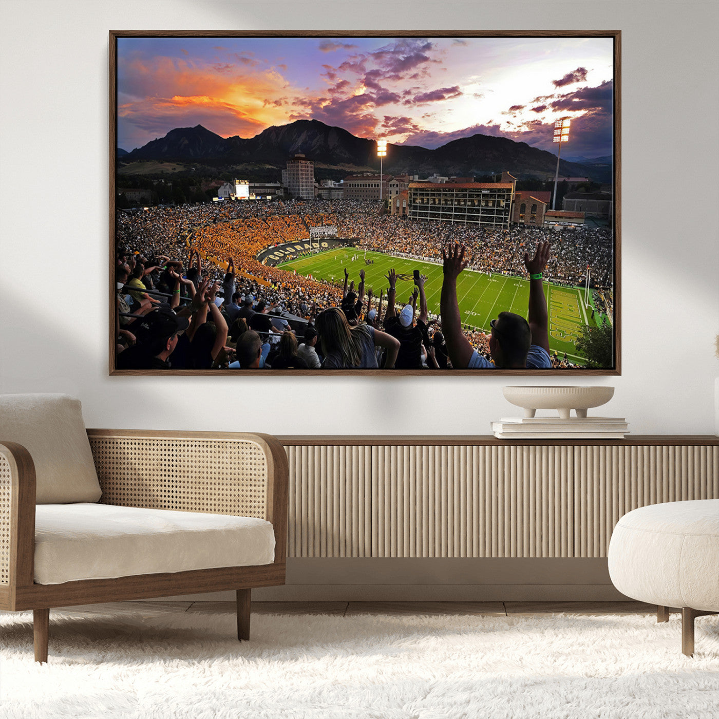 MGV-FC-36X24 - Framed Colorado Buffaloes Football Team Print - Boulder Folsom Field Stadium Wall Art Canvas Print