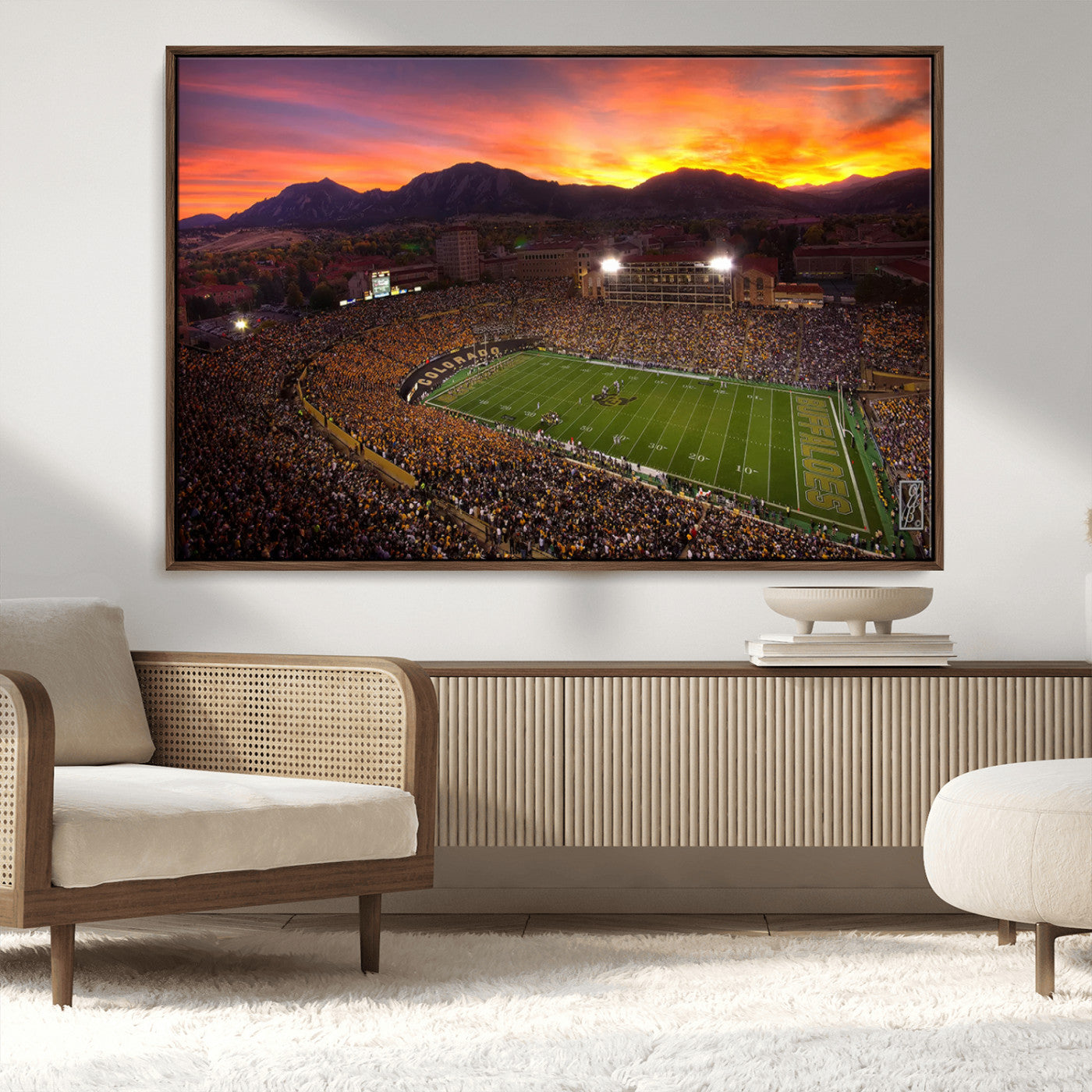 MGV-FC-36X24 - Colorado Buffaloes Football Team Print - Boulder Folsom Field Stadium Wall Art Canvas Print