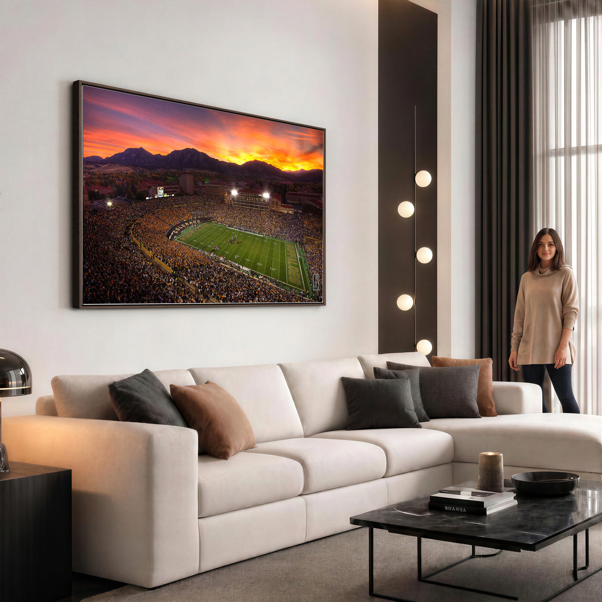58708-MGV-CV-36X24 - Colorado Buffaloes Football Team Print - Boulder Folsom Field Stadium Wall Art Canvas Print