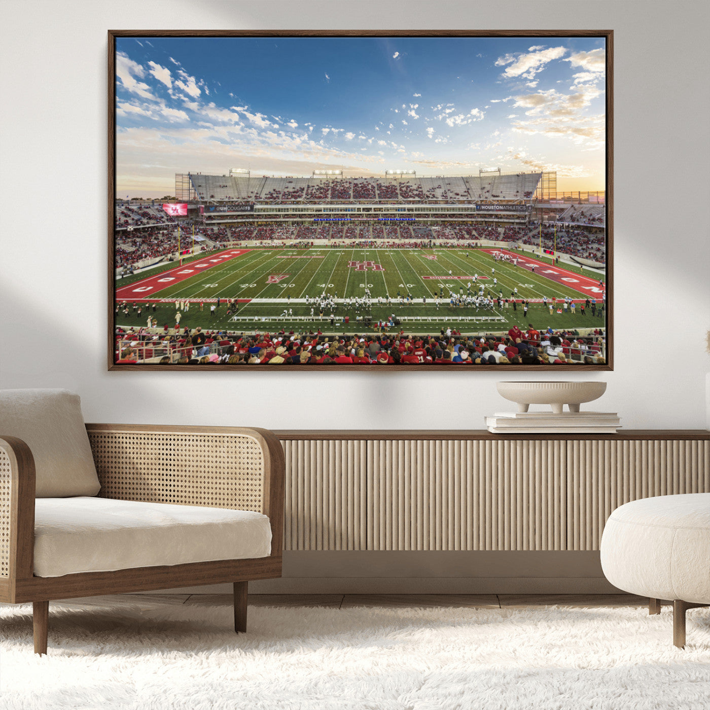 MGV-FC-36X24 - Framed Houston Cougars Football Team Print - Houston TDECU Stadium Wall Art Canvas Print