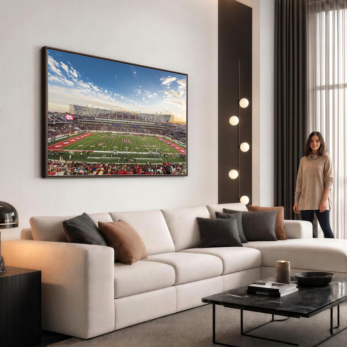 36612-MGV-CV-36X24 - Framed Houston Cougars Football Team Print - Houston TDECU Stadium Wall Art Canvas Print
