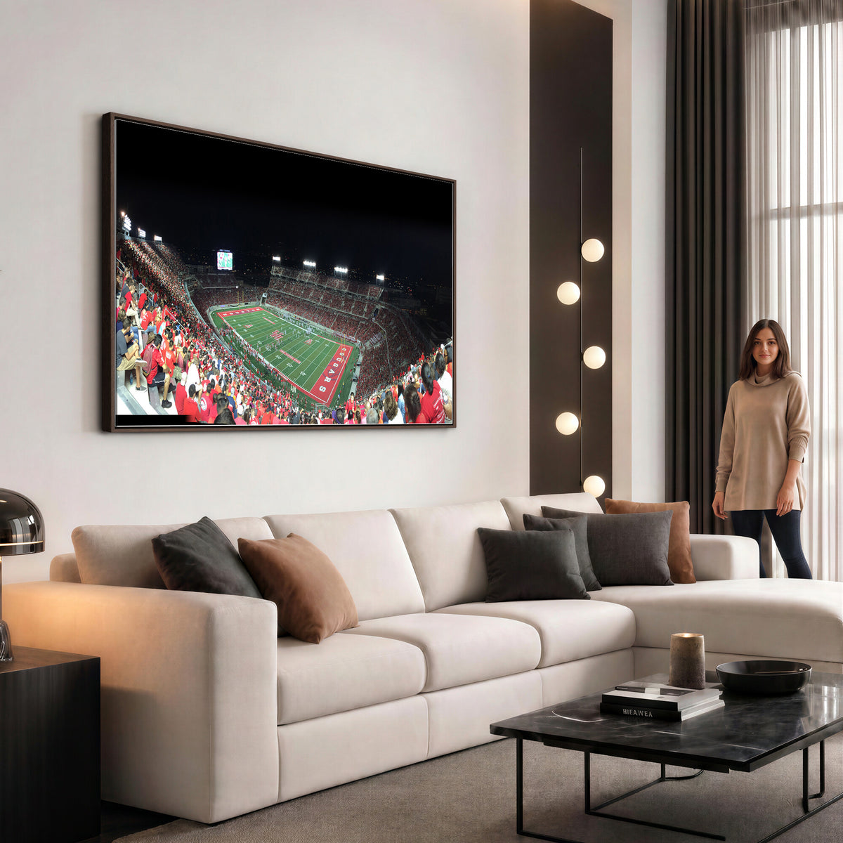 67036-MGV-CV-36X24 - Houston Cougars Football Team Print - Houston TDECU Stadium Wall Art Canvas Print