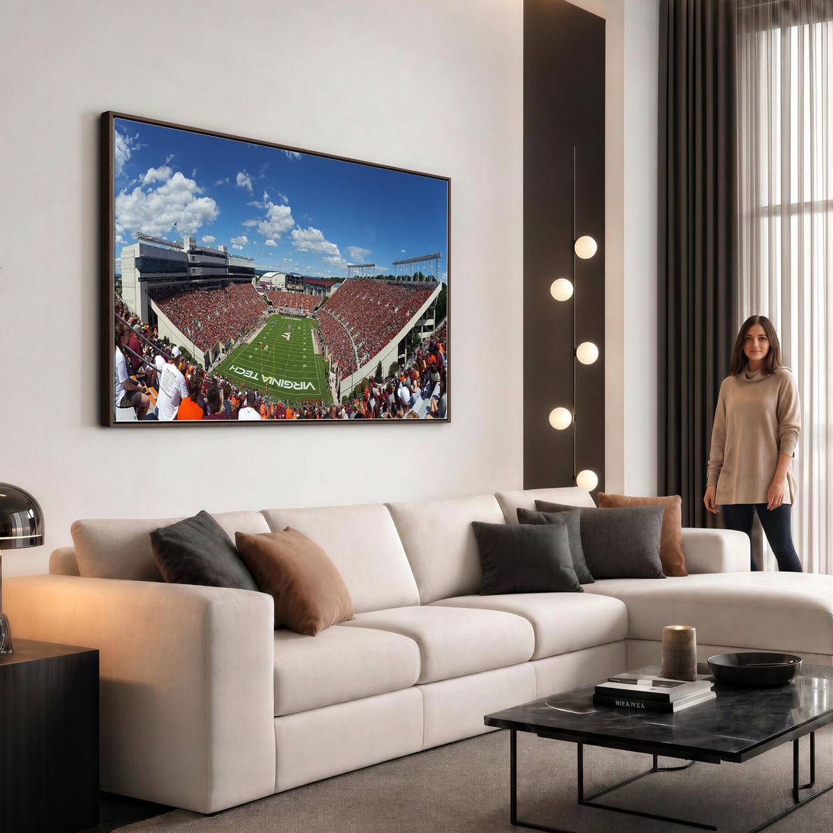 87769-MGV-CV-36X24 - Virginia Tech Hokies Football Team Print - Blacksburg Lane Stadium Wall Art Canvas Print