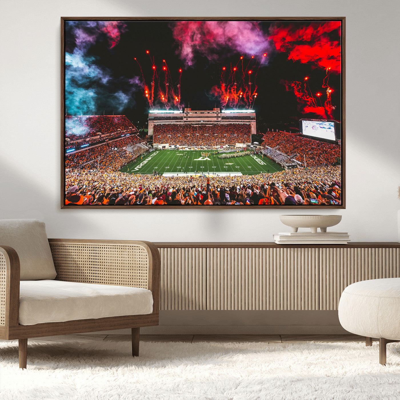 MGV-FC-36X24 - Virginia Tech Hokies Football Team Print - Blacksburg Lane Stadium Wall Art Canvas Print