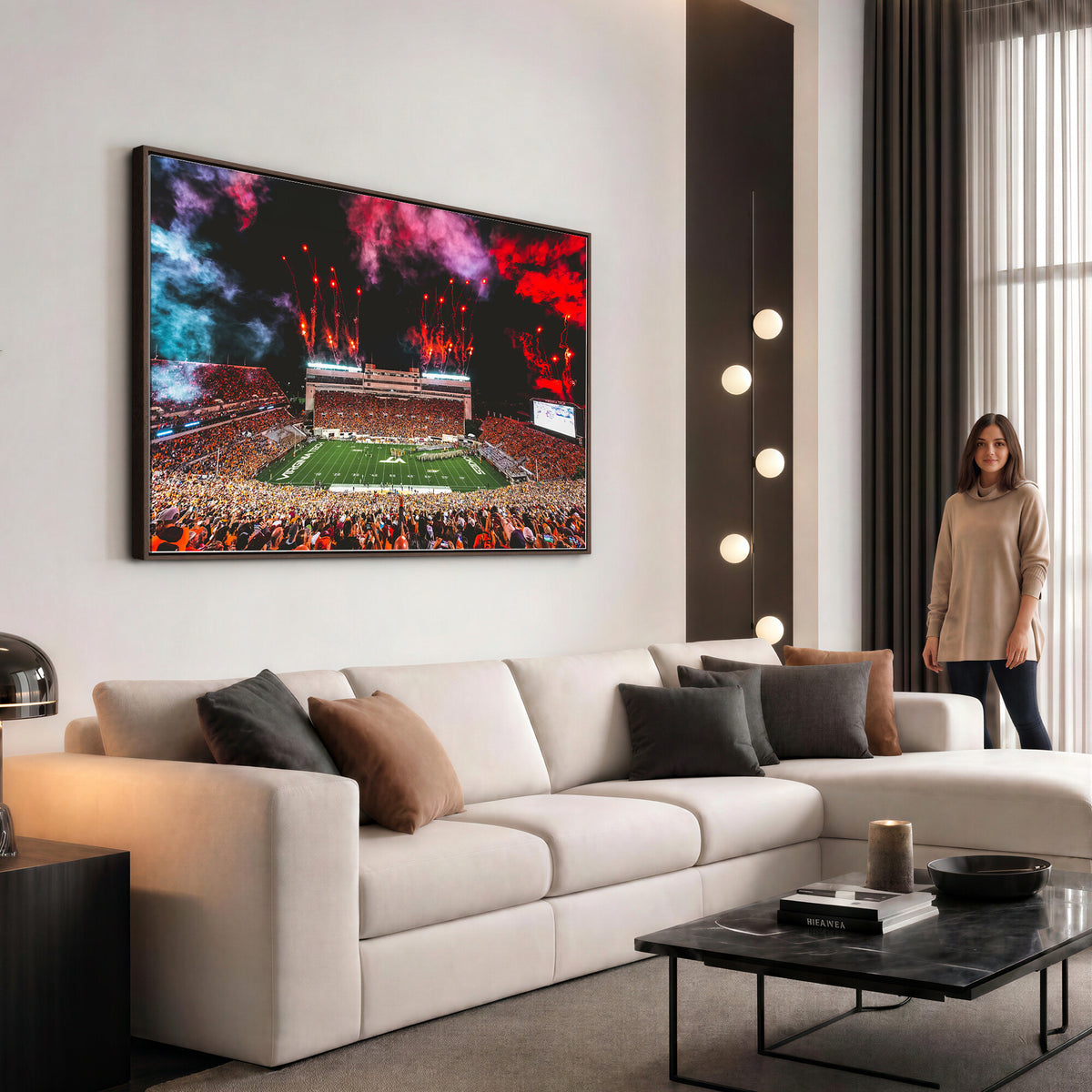 65761-MGV-CV-36X24 - Virginia Tech Hokies Football Team Print - Blacksburg Lane Stadium Wall Art Canvas Print