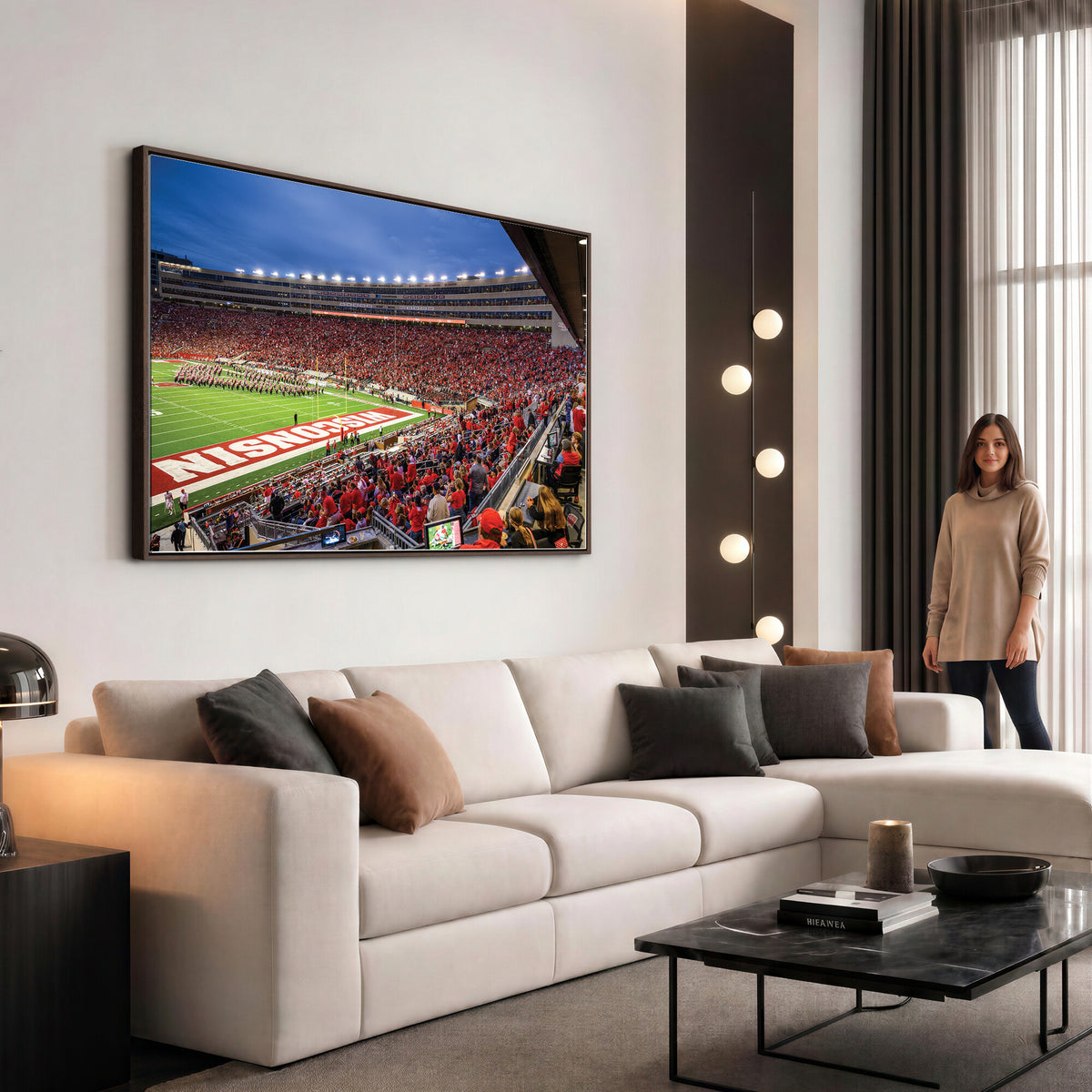 57601-MGV-CV-36X24 - Wisconsin Badgers Football Team Print - Madison Camp Randall Stadium Wall Art, Wisconsin Badgers
