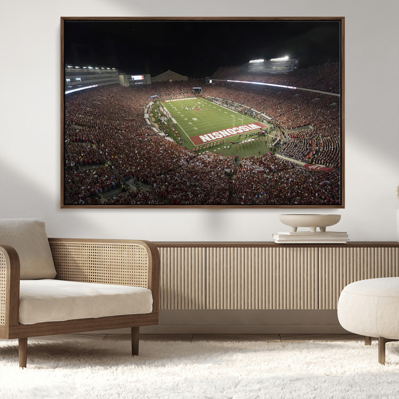 MGV-FC-36X24 - Wisconsin Badgers Football Team Print - Madison Camp Randall Stadium Wall Art Canvas Print