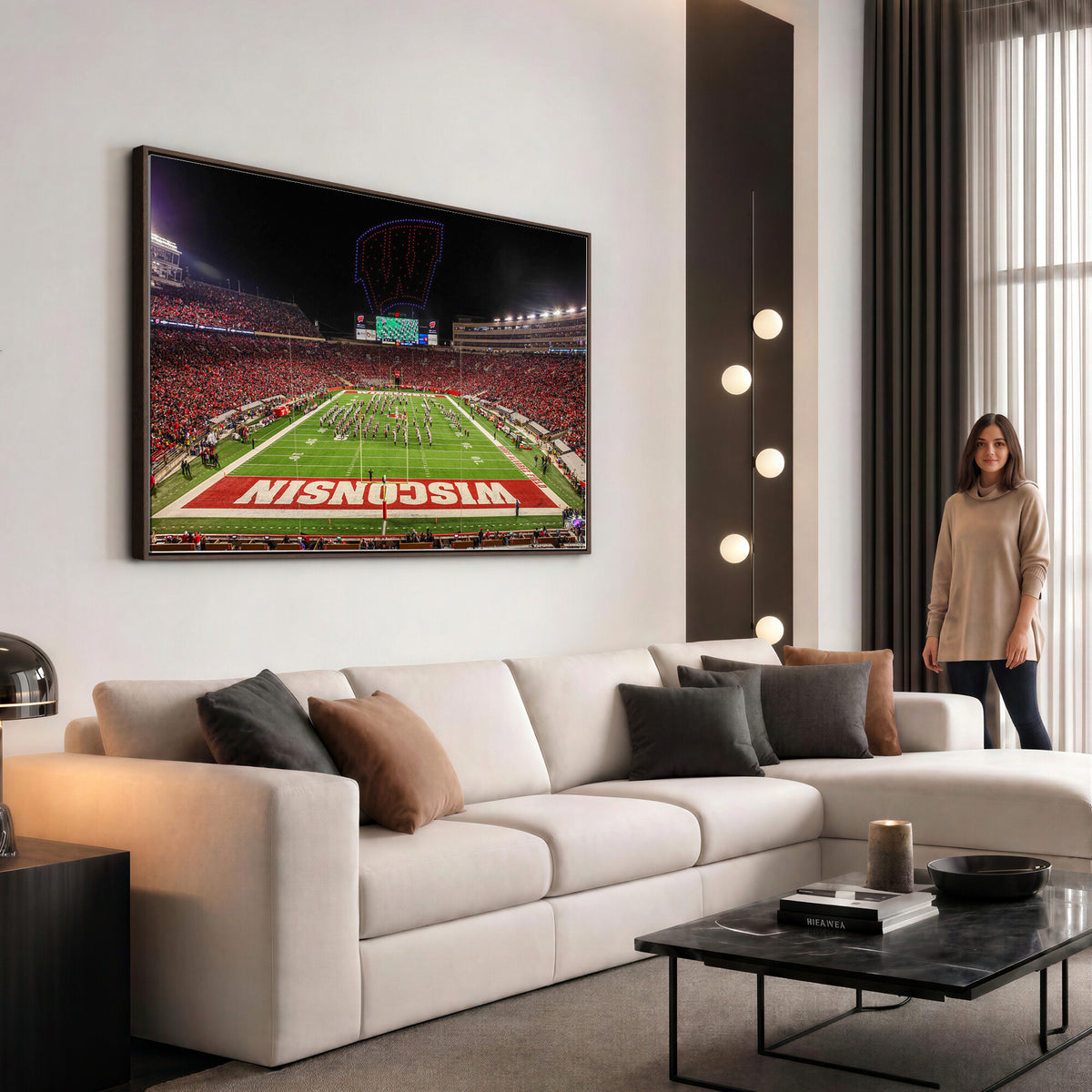 34125-MGV-CV-36X24 - Wisconsin Badgers Football Team Print Canvas- Madison Camp Randall Stadium Wall Art Canvas Print