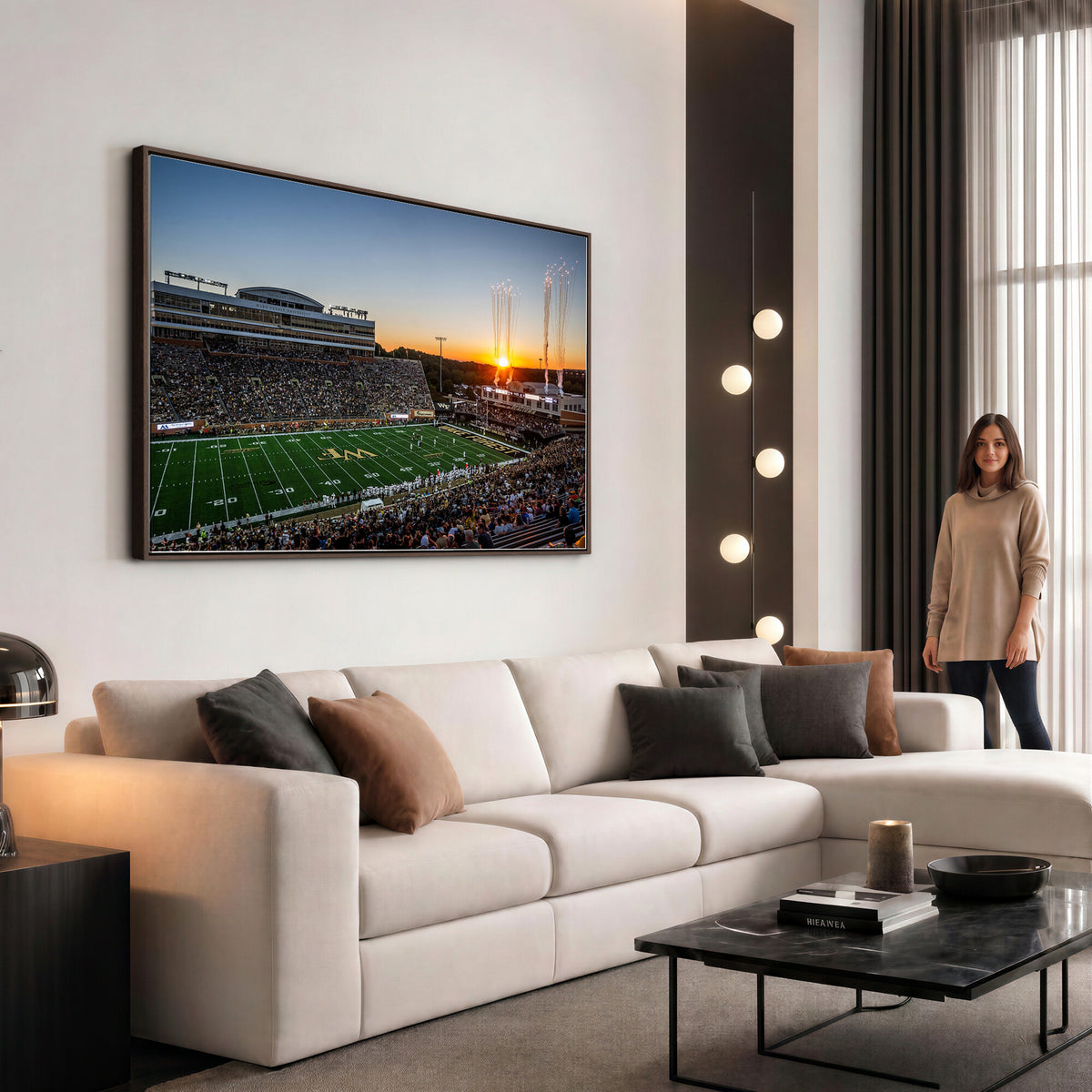 29253-MGV-CV-36X24 - Demon Deacons Football Team Print Canvas- Winston-Salem Allegacy Federal Credit Union Stadium Wall