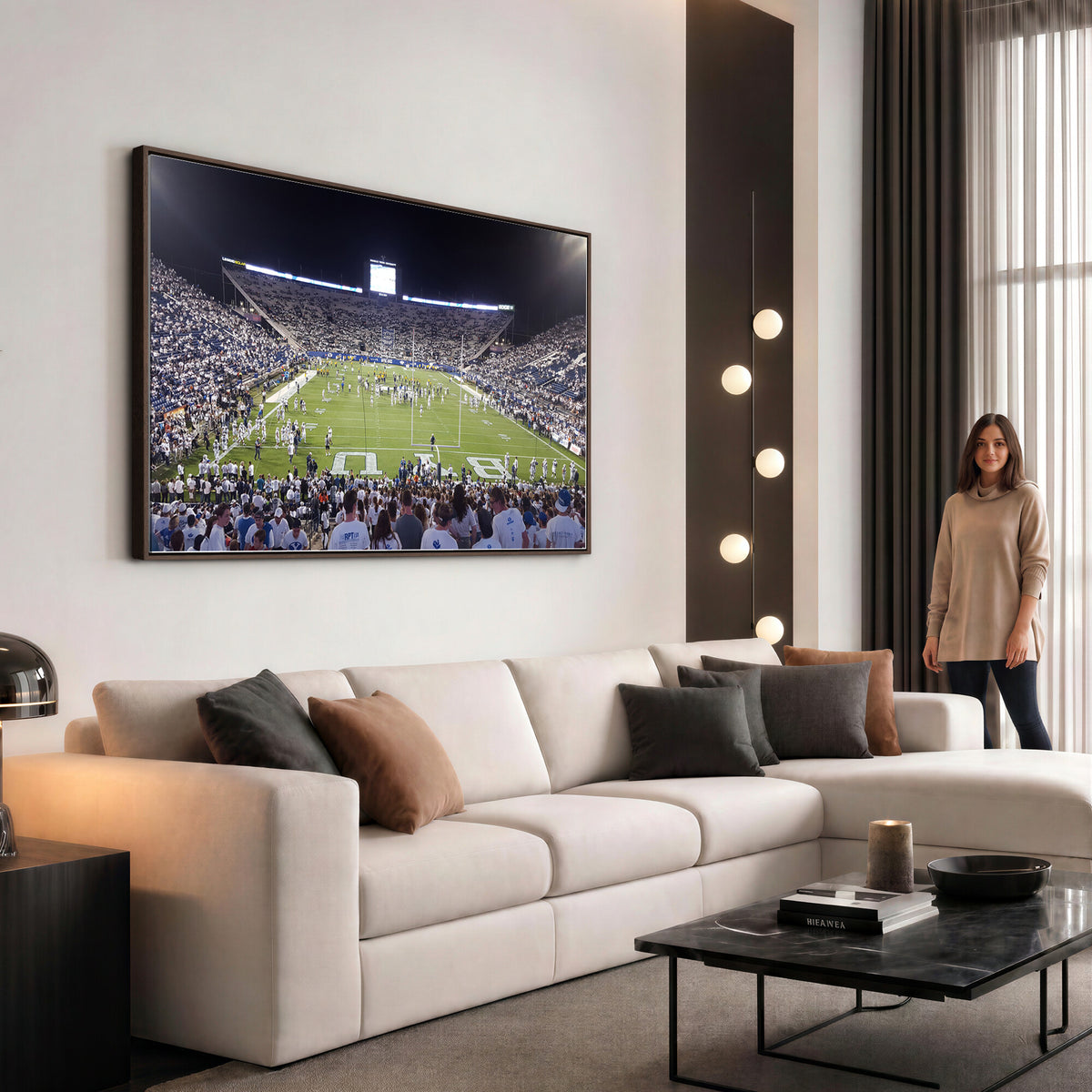 65036-MGV-CV-36X24 - Brigham Young University Cougars Football Print Canvas - Provo LaVell Edwards Stadium Wall Art